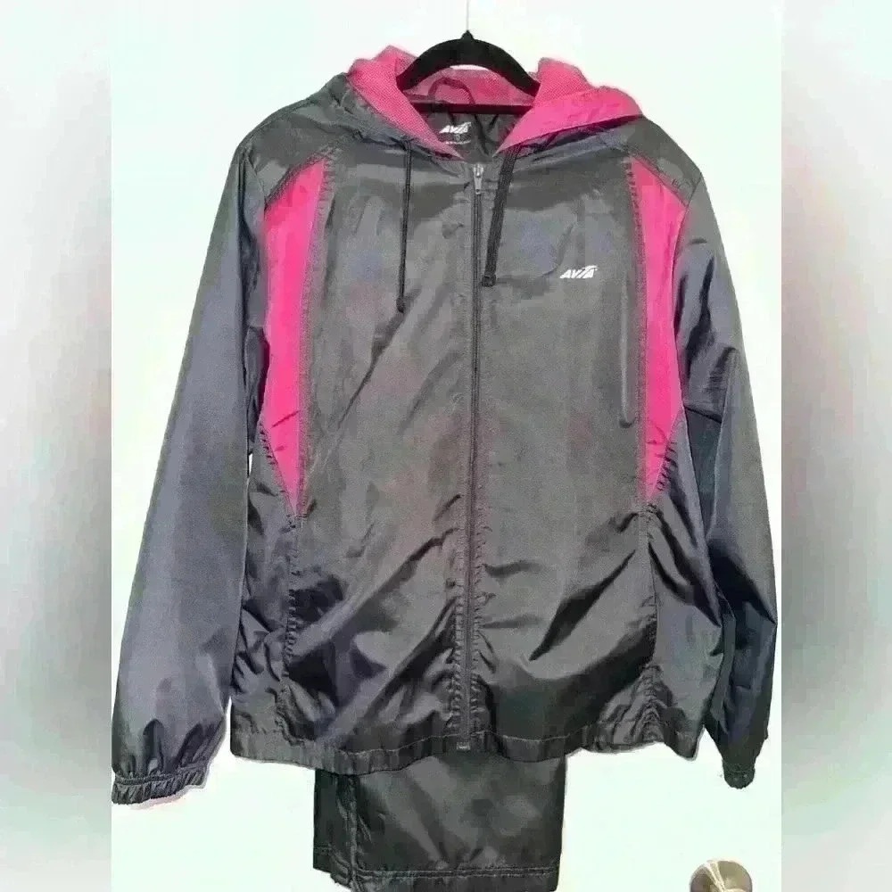 AVIA hot pink and black Track suit Jacket / Windbreaker / suit- Made In USA